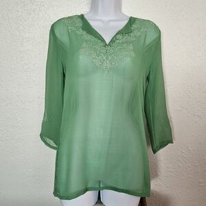Speed Limit NYC Green Rayon Sheer Top Size Small